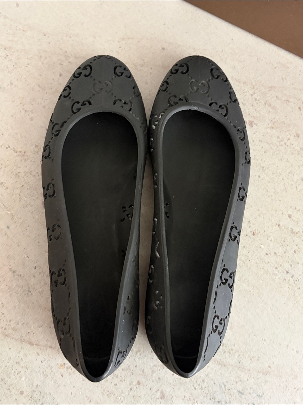 Gucci Black Rubber Ballet Flats Size 41 - Picture 7 of 9